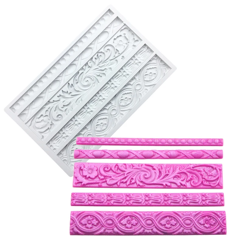 

5 Laces Silicone Mold Sugarcraft Chocolate Cupcake Baking Mold Fondant Cake Decorating Tools