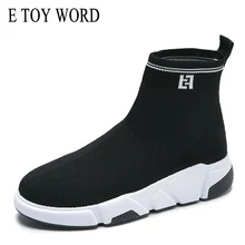 E TOY WORD Stretch Breathable women-flat ankle sock boots women Casual Soft Wedge Platform High-top zapatillas mujer Women Boots
