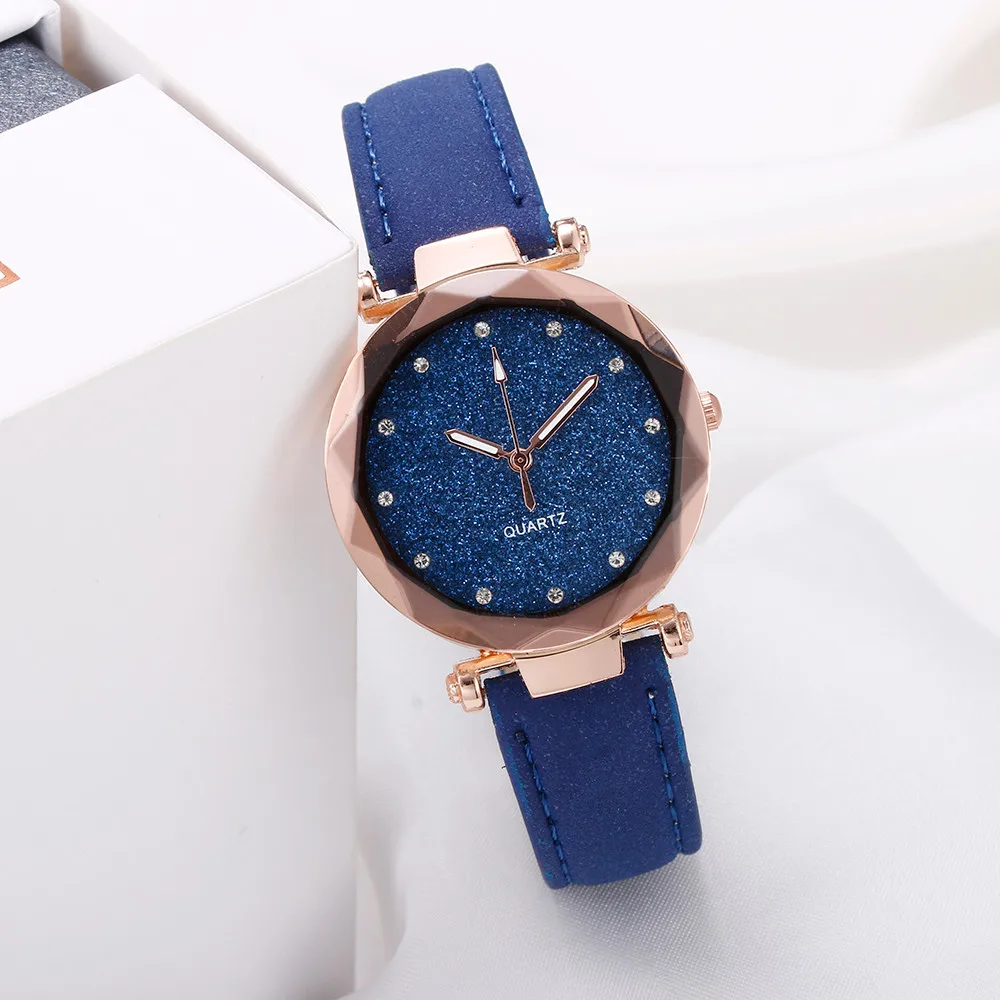 Ladies fashion Korean Rhinestone Rose Gold Quartz Watch Female Belt Watch Women's Watches Fashion Clock Watch Women Watches#A