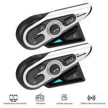 WAYXIN 1200M Bluetooth Intercom Motorcycle Helmet Headsets 2 Rider BT Wireless Intercom Moto Interphone R15 FM Music sharing