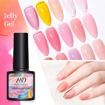 

8ml Jelly Transparent Gel Nail Polish Hybrid Winter UV LED Glitter Nail Gel Varnishes Art Base Top Coat for