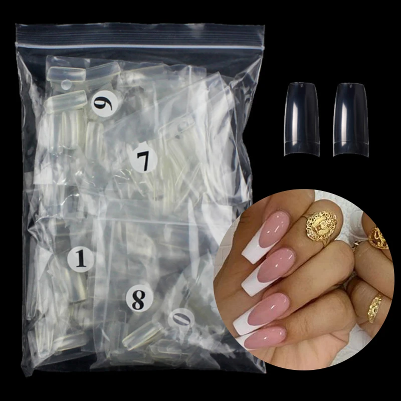 500/100pcs French False Nails Clear Nail Tips Acrylic Transparent Natural  Half Fake Nails Uv Gel Polish Manicure Nail Art Tools - False Nails -  AliExpress