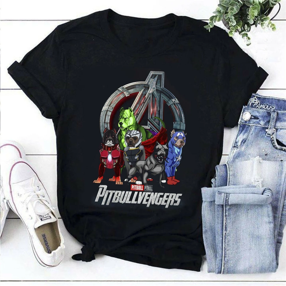 

Pitbullvengers Avengers Endgame Pitbull Dog T Shirt Black Cotton Men S-6Xl Adults Casual Tee Shirt