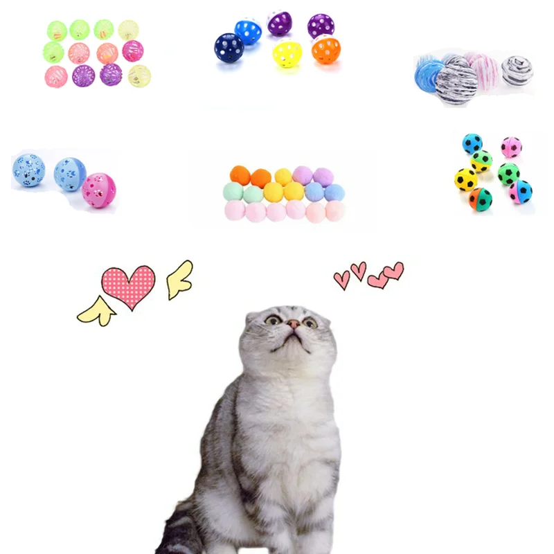 5 Pcs cat toys Colored toy ball 3.5m Play Chew Rattle Scratch EVA Ball Training Pet Supplies 6 options | Дом и сад
