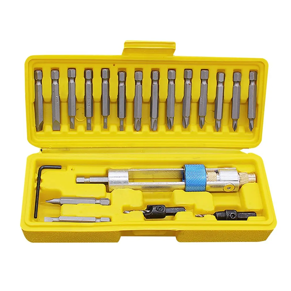 

20Pcs HSS Half Time Drill Driver Multi Screwdriver Sets with Countersink Bits Allen Wrench 16 Different Kinds Head