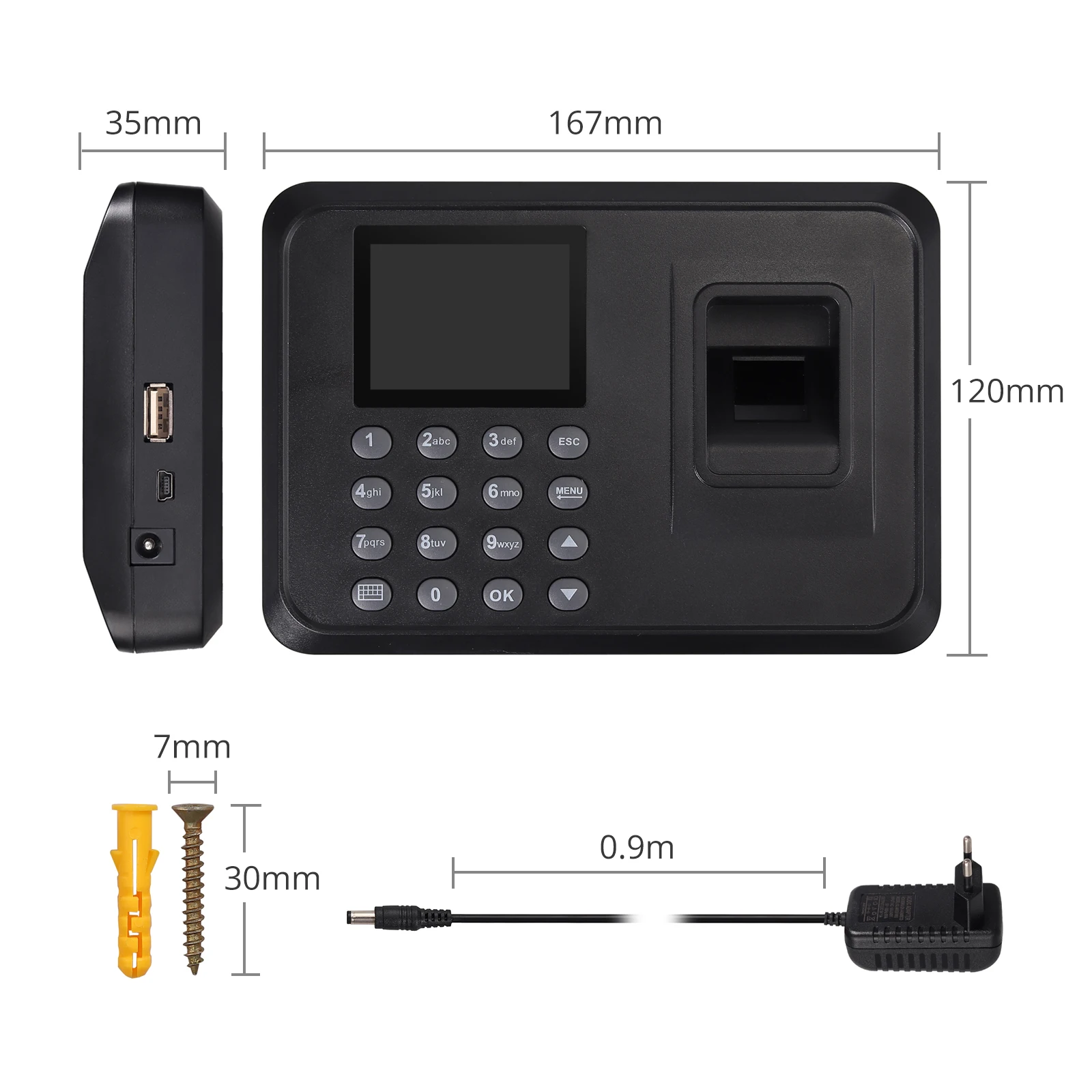 Neoteck биометрическое устройство для считывания отпечатков пальцев работник проверки в рекордер 2,4 дюймов дисплей USB DC 5V часы-Регистратор