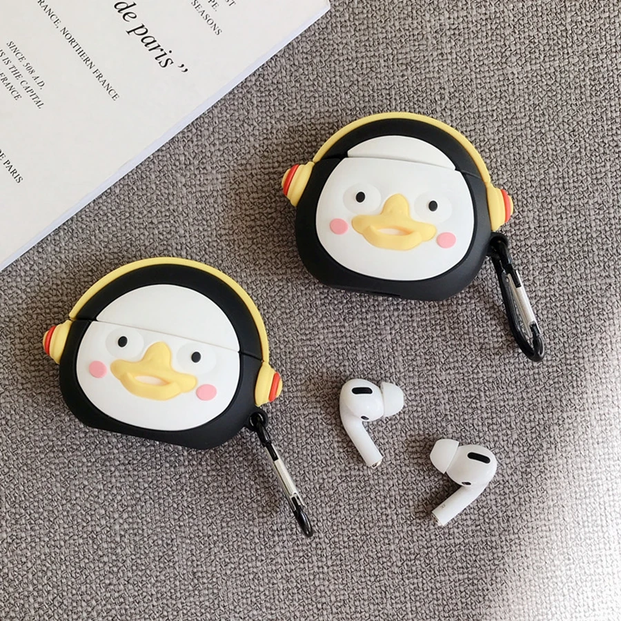 3D чехол для наушников для Airpods Pro Чехол силиконовый Пингвин мультфильм наушники/Earpods чехол для Apple Air pods Pro 3 чехол Брелок