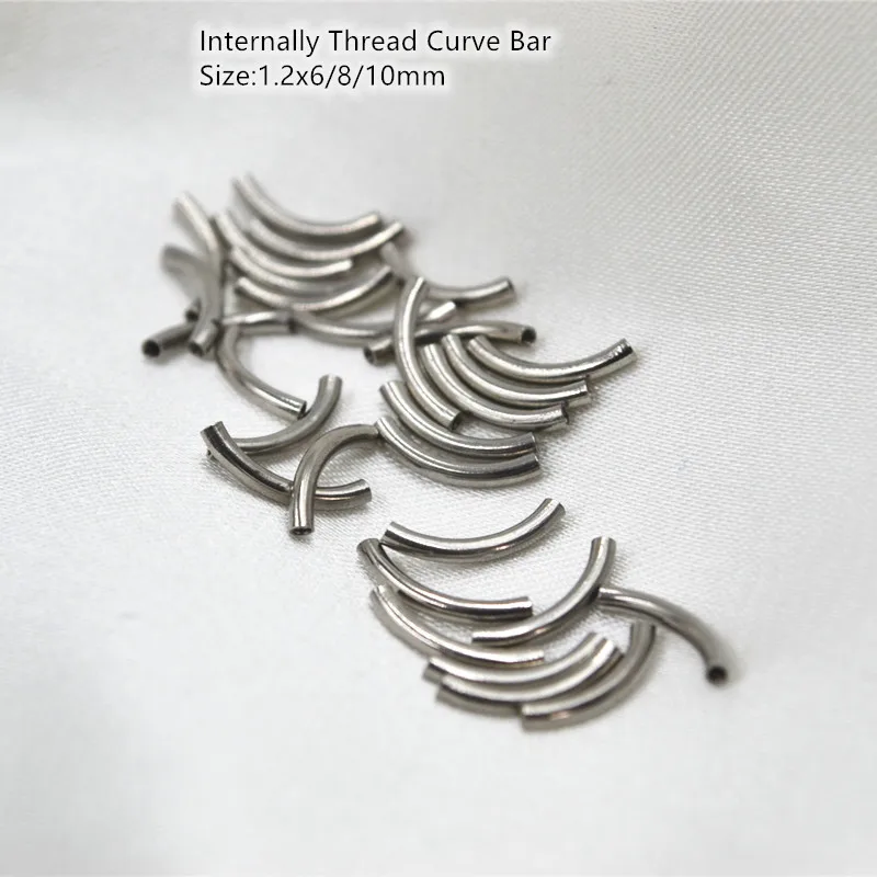 50pcs Body Jewelry Internally Thread Bar Surgical Steel Eyebrow Curve