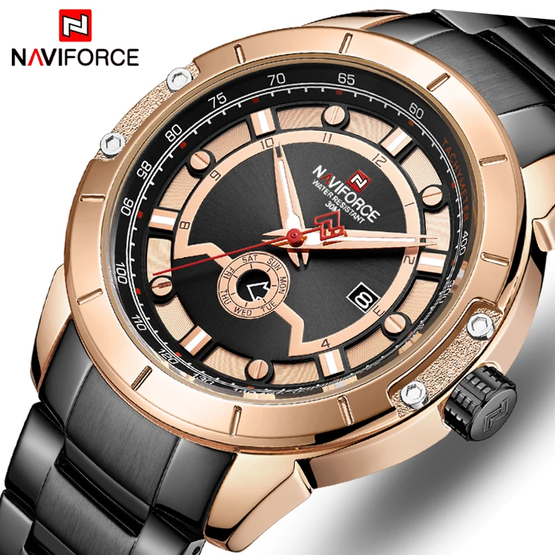 

2019 New NAVIFORCE Top Brand Men Watches Men's Full Steel Waterproof Casual Quartz Date Clock Male Wrist watch relogio masculino