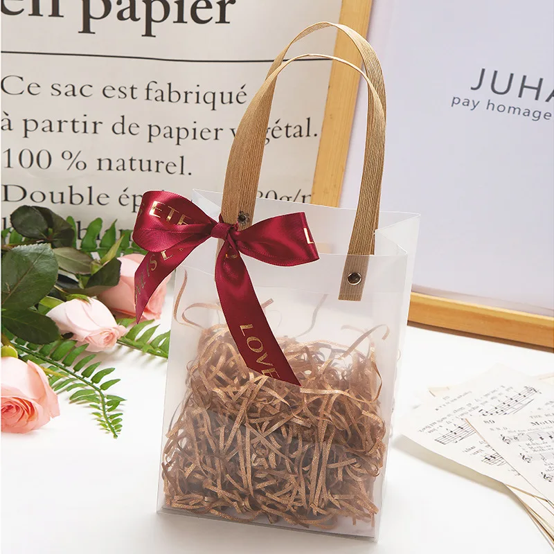 10pcs Transparent Gift Bags For Wedding Christmas Birthday Party Holiday  Gold Stamp Gifts Packaging Bag Give