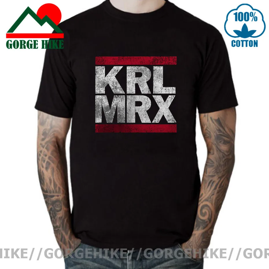 Горжехайк Винтажная футболка в стиле хип-хоп KRL MRX уличная одежда с Карлом ком