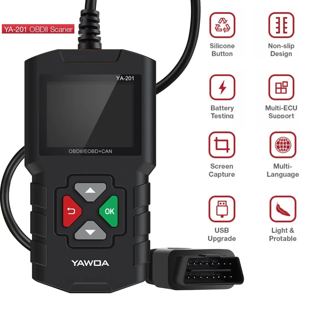 YA201 Расширенный OBD2 сканер автомобильный двигатель считыватель кодов неисправностей может диагностический ScanTool обновление через USB Время жизни PK NT201 AL319