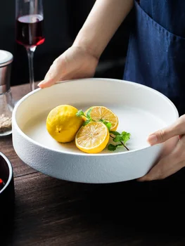 

Porcelain Color Beautiful Northern Europe Ceramics Western-style Food Deep Disc Tuba Household Dish Soup Originality Sand Pull