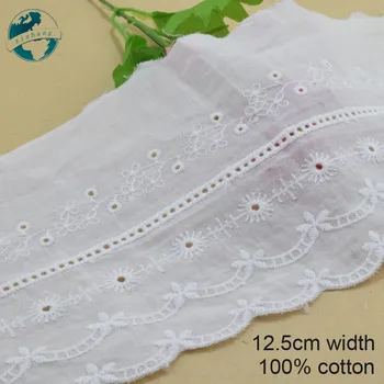 

3yard 12.5cm wide 100% Cotton embroid lace sewing ribbon guipure trim wedding decoration DIY dolls colthes Accessories lace#4014