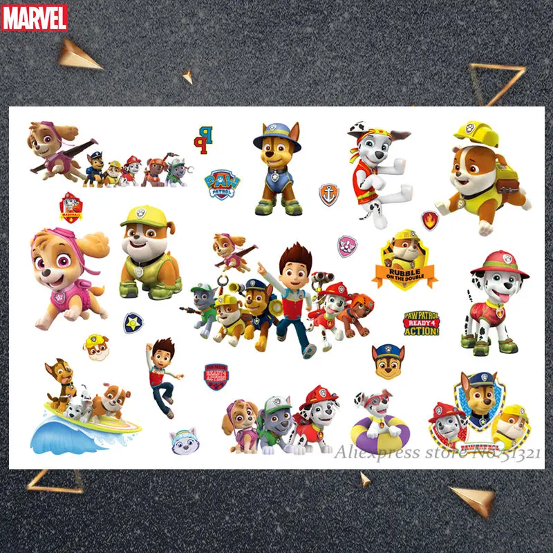 Paw Patrol милый мультфильм временные татуировки наклейки для детей мальчиков Игрушки бумага для тату паста водонепроницаемый день рождения подарок для детей - Цвет: Темно-серый