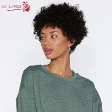 

Short Bob Wig Afro Kinky Curly Wig With Bangs 100% Human Hair For Black Women Full Machine Wigs Remy Peruvian Hair Pixie Cut Wig