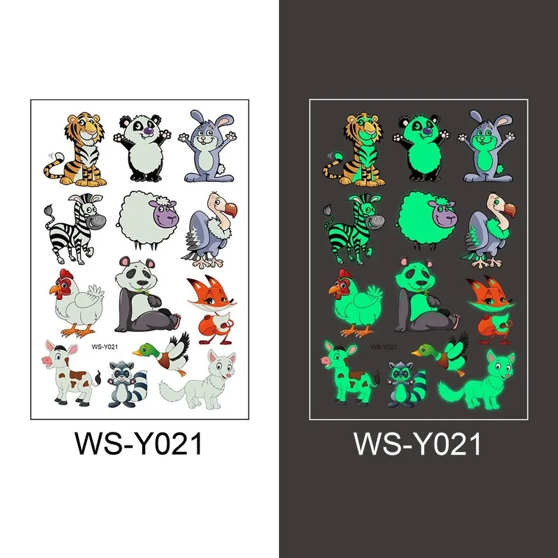 Kids Luminous Tattoo Stickers Children DIY Temporary Glow In The Dark Stickers for Children's Body Cartoon Art Sticker Glow Toys