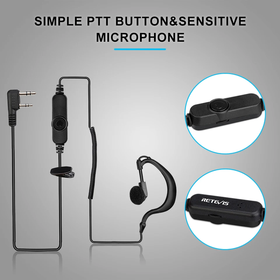 EEK010 Walkie Talkie Earpiece 2Pin K Plug Volume Control PTT Headset for H777 R