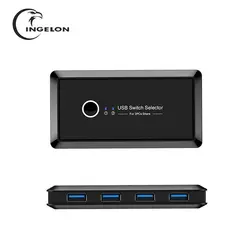 Ingelon USB KVM переключатель коробка USB 3,0 2,0 USB переключатель 2 Порты и разъёмы шт. обмен для коврик для мыши и клавиатуры сканер принтер KVM Switc