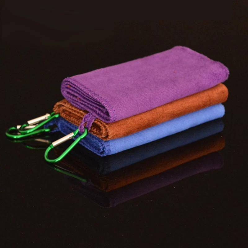 

Soft non-stick thick Fishing Towels With Carabiner Clip Sports Wipe Hands Climbing Hiking Running Towel Random Color