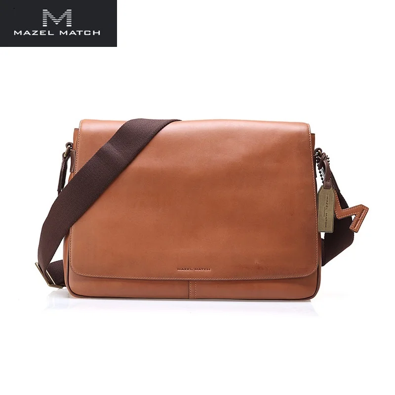 

Fashion Designer Genuine Leather Male Satchels Bag Authentic Soft Cow Skin Men's Large Laptop Purse Lanyard Strap Shoulder Bag