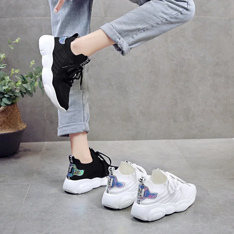 

2019 Summer New Style Fly Weaver Shoes Punched Sheet Surface Casual Sports Shoes Online Celebrity Trendy Shoes Korean-style WOME