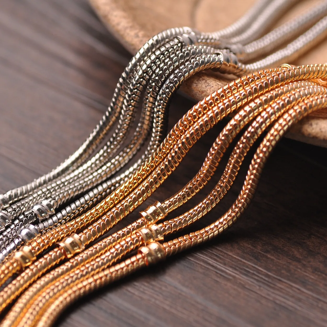 Gold/Silver Metal Snake Chain for European Charms Bracelet Making DIY