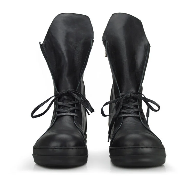 Vintage New Fashion Mid Heel Genuine Leather Winter Round Toe Men Ankle Boots Male Shoe European Lace Up Footwear Plus Size Vintage New Fashion Mid Heel Genuine Leather Winter Round Toe Men Ankle Boots Male Shoe European Lace Up Footwear Plus Size