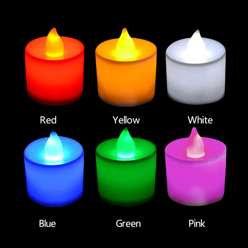 

Battery Powered LED Candle Multicolor Lamp Simulation Color Flame Flashing Tea Light Home Wedding Birthday Party Decoration