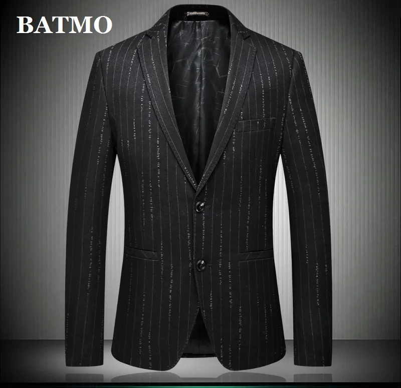 BATMO Новое поступление осенние высококачественные повседневные полосатые блейзеры мужские повседневные Черные куртки 8832