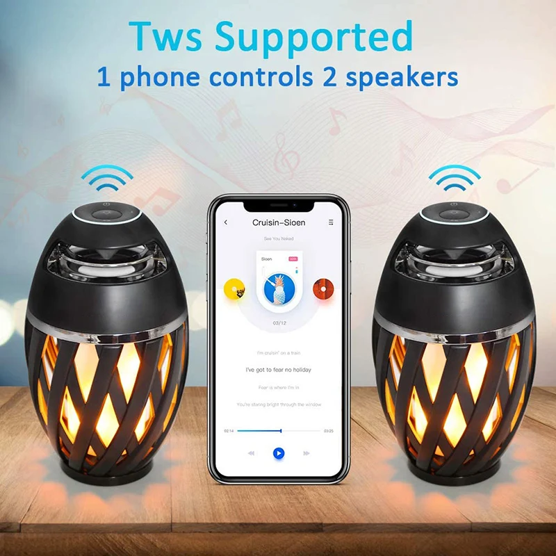 Динамик с эффектом пламени Беспроводная портативная колофонарь поддержкой Bluetooth