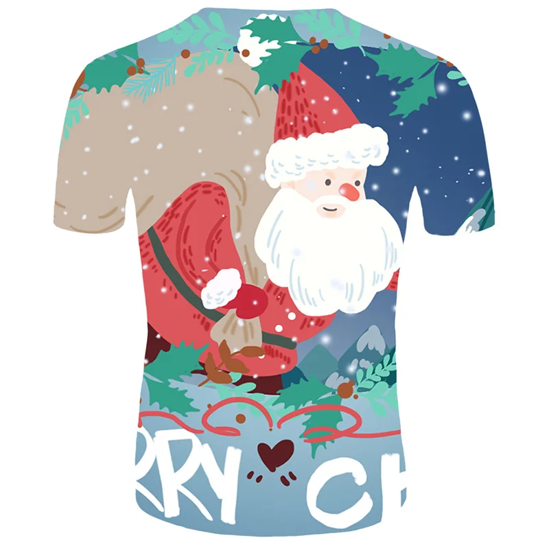 Рождественская футболка 3D Мужская/женская футболка с Санта Клаусом летние мужские футболки с короткими рукавами Повседневная модная уличная Рождественская футболка для мужчин