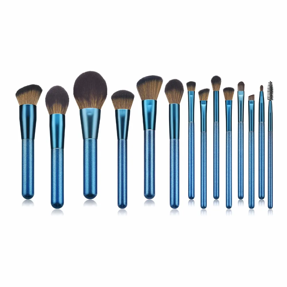14pcs Soft Hair Makeup Brush Set Brush Blue Foundation Eyeshadow Eyeliner Lip Powder Brush Maquillage Cosmetic Tools