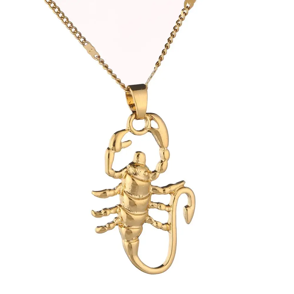 Золотистая подвеска в виде скорпиона со знаком зодиака модное ожерелье