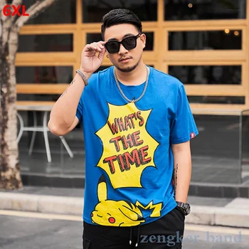 

Short-sleeved summer round neck loose casual printed large size t-shirt men men's men's cartoon new T-shirt 6XL 5XL