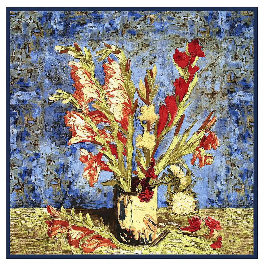 

Van Gogh Oil Painting Luxury Twill Silk Square Scarf Women Winter Scarf 2019 Design Neckerchief Large Shawls Scarves For Ladies