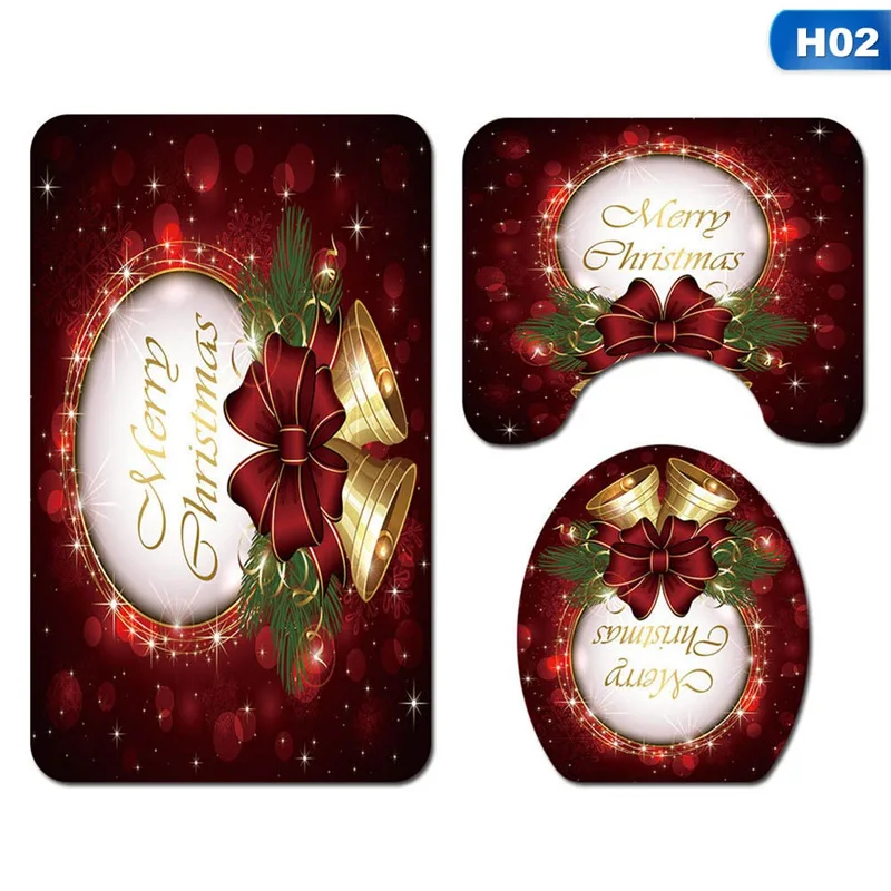 2 Рождественская елка, набор для ванной комнаты, занавеска для душа, Merry Christmas, Санта Клаус, водонепроницаемая Нескользящая Крышка для туалета, коврик для ванной - Цвет: 2