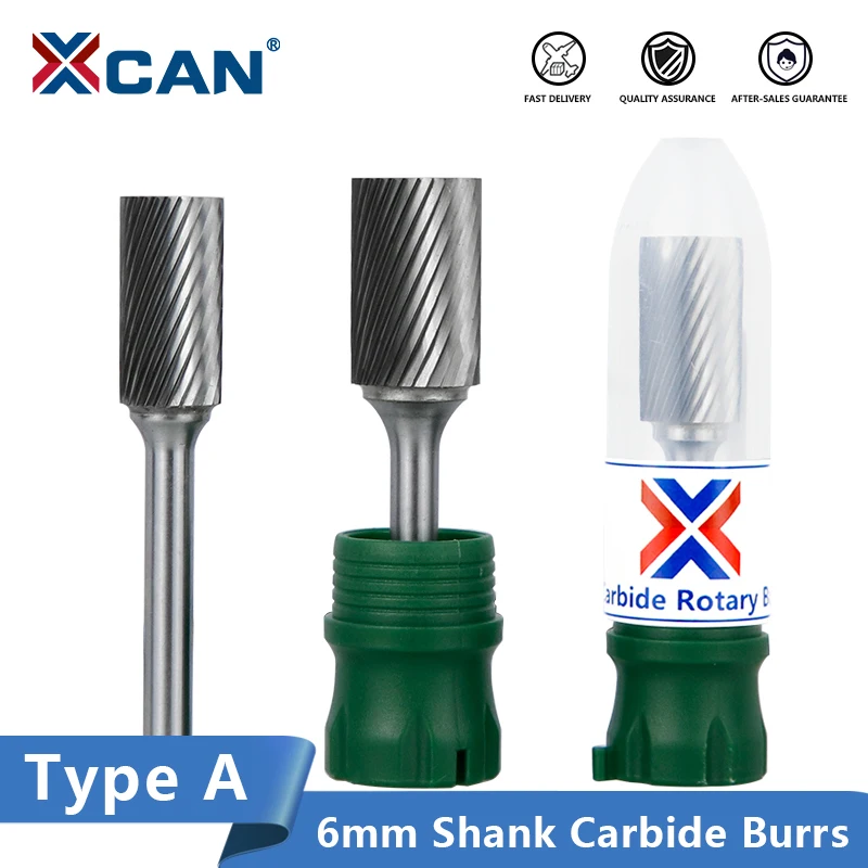 

XCAN Carbide Burrs Type A 6mm Shank Single Cut Rotary File for Metal Milling Engraving Rotary Burrs