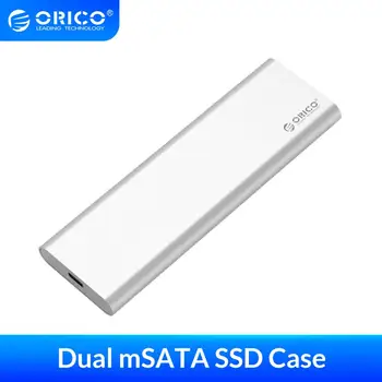 

ORICO Aluminum USB3.1 GEN2 HDD Case 10Gbps Dual Bay mSATA SSD Enclosure Support RAID 0 Max 4TB for Mac