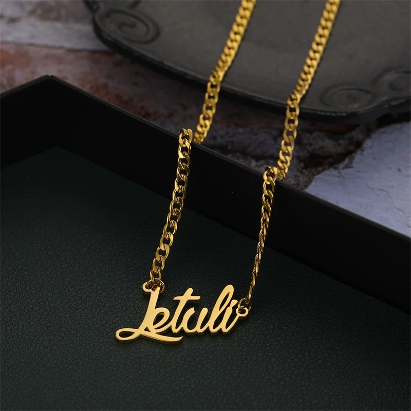 Пользовательское имя ожерелье 5 мм кубинская цепочка из нержавеющей стали