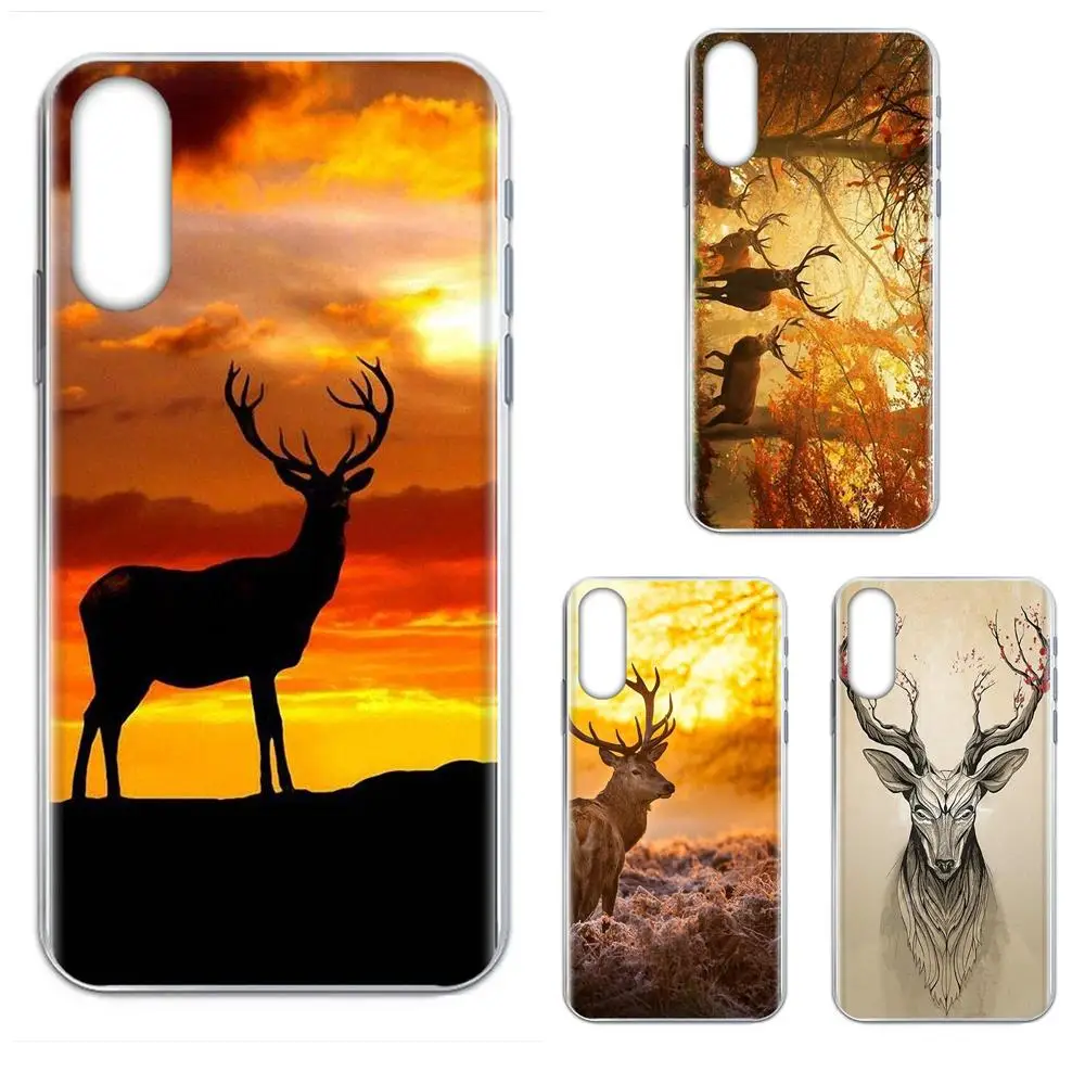 Картина из мягкой кожи для Samsung A01 A51 A71 A81 A91 A50 S10E S10 S20 Plus Note 10 Lite Pro M60s M30S The Sunset Wild Deer |