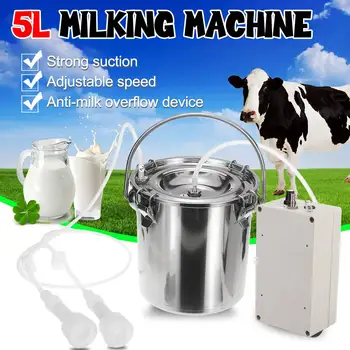 

5L Electric Milking Machine for Cows Goats Stainless steel Double Head Milker Vacuum Pump Bucket Milking Machines Livestock tool