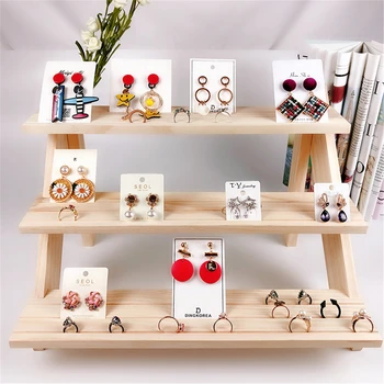 

Jewelry Organizer Wood Display Rack Necklaces Earrings Ear Studs Bracelet