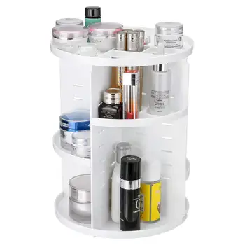 

Rotatable Adjustable Large Capacity Makeup Cosmetic Storage Box desktop Storage Shelf Fits Skin-care Products Makeup Bathroom