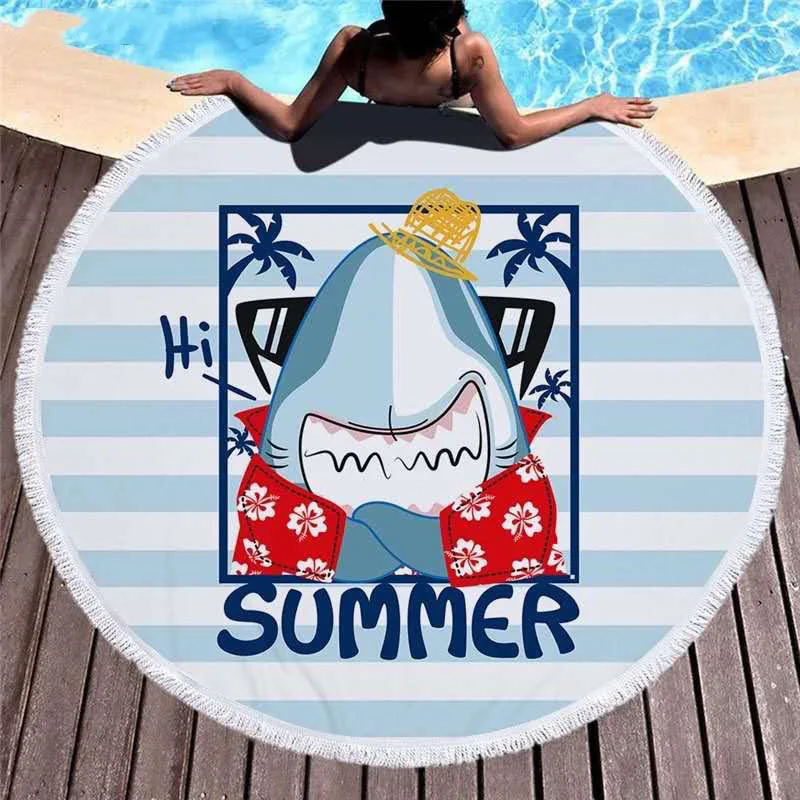 

2019 Europe And America Ultra Large Circle Printed Beach Towel Tassels Yoga Mat Shawl Summer