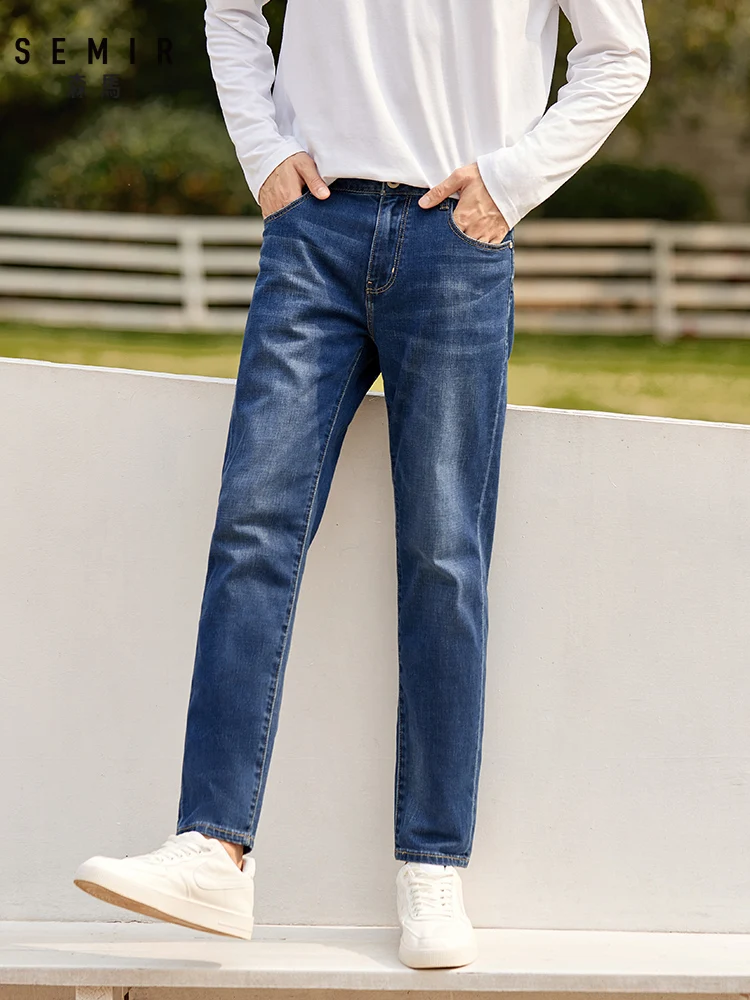 SEMIR Jeans men slim feet men autumn new denim trousers thin boys trend ninth points demin pants for man SEMIR Jeans men slim feet men autumn new denim trousers thin boys trend ninth points demin pants for man