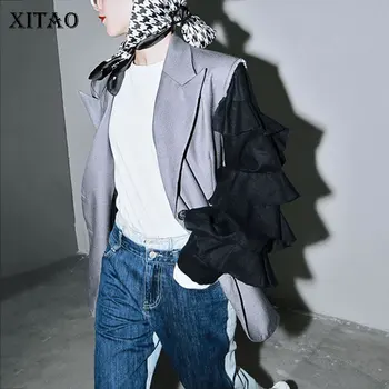 

XITAO Patchwork Ruffles Single Breasted Blazer Women Autumn Casual Fashion New Style Temperament All Match Women Clothes ZY1249