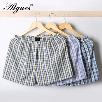 

3 Pieces / Piece of Breathable Silk Men's Underwear Boxer Loose-Fit Arrow Pants Thin Cotton Plaid Boxers Underpants Home Summer