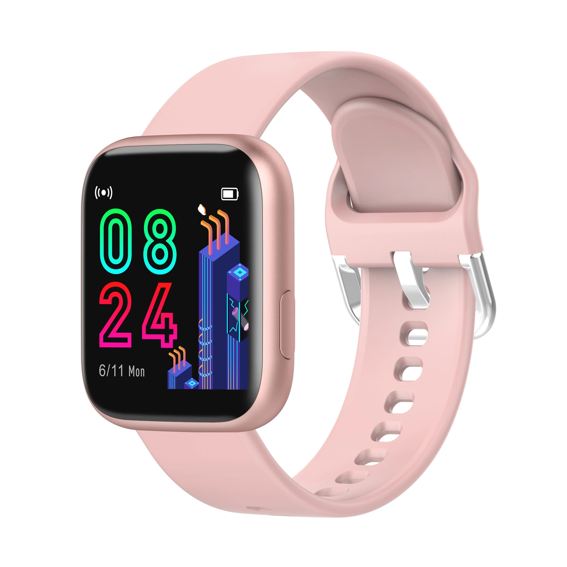 Pink silicone LYKRY P4 спортивный смарт-браслет Bluetooth кровяное давление монитор сердечного ритма для мужчин и женщин Смарт-часы для Xiaomi Android iOs - Цвет: Pink silicone