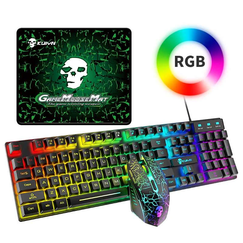 Game Tastatur Maus Sets Regenbogen LED USB Tastatur&Maus Mit Gaming Tastatur Pad